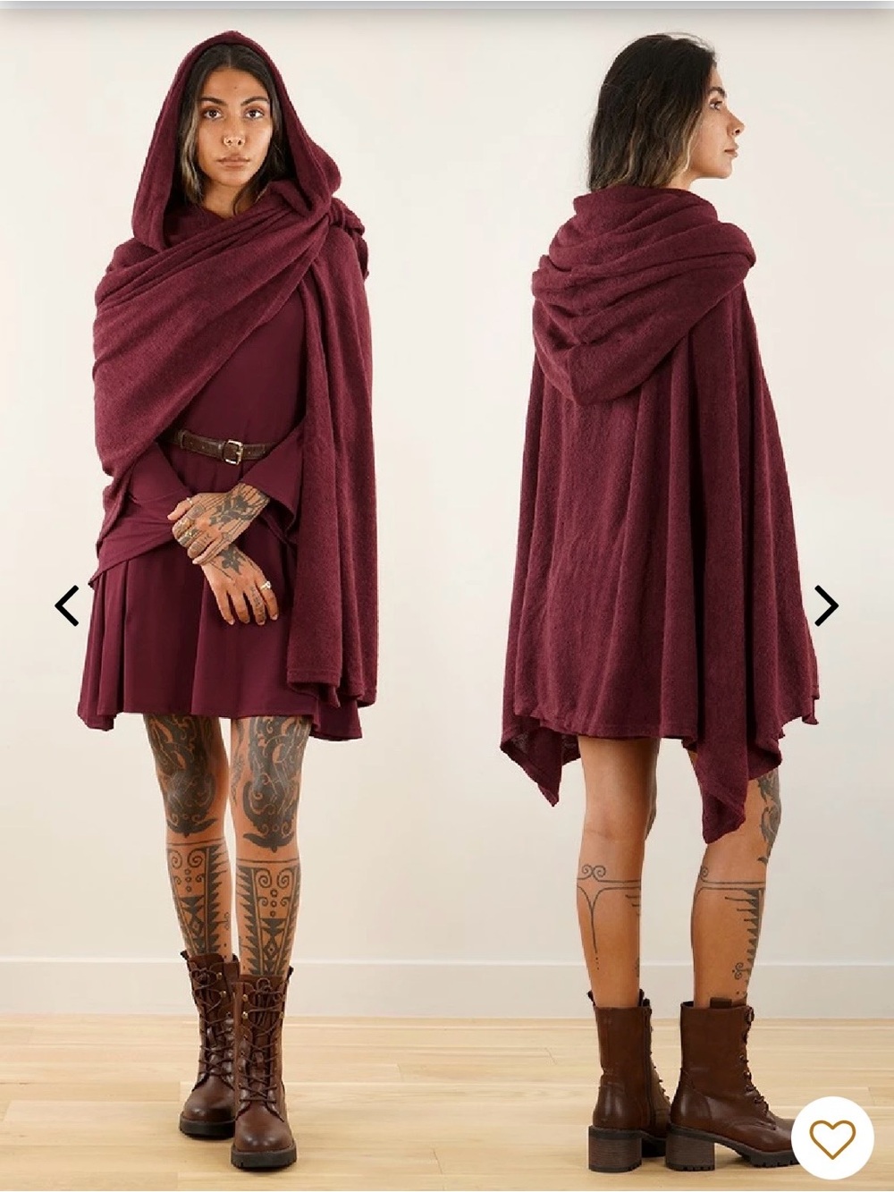 "Danae" hooded cloak cape, Sienna red orange rust, Yggdrazil, Toonzshop